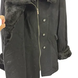 Wool Vintage Fairweather pea coat faux fur trim Says 14 Fits Like Womens Medium thumbnail 6