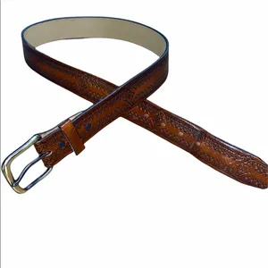 Genuine leather size 18 boho engraved belt thumbnail 2