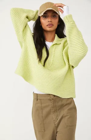Free People Marlie Pullover Sweater — Acid Lime thumbnail 1