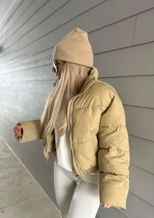 Bershka nwt camel puffer padded jacket thumbnail 7