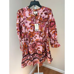 NEW Tuckernuck Pink Ornate Chintz Mini Dress Floral Tiered size Small thumbnail 4