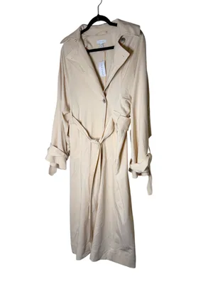 Topshop NWT Cream Trench Coat Belted Long Sleeve Jacket Size 4 thumbnail 2