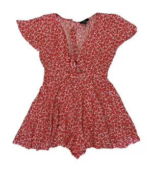 Lulus Romper Small Red Short Sleeve Flowy Summer Party Dressy‎ Chic thumbnail 1