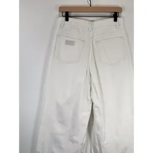 GANNI Womens Jeans White Denim Organic Cotton High Rise Cropped Wide Leg Size 27 thumbnail 8
