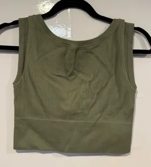 Olive‎ Green Ribbed Aerie offline Tank Top thumbnail 1