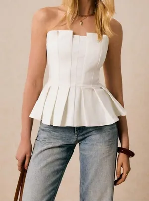Peplum Top White Size M thumbnail 1