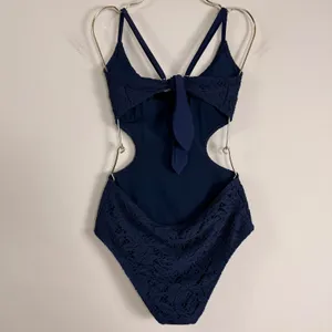 Aerie Navy Blue Crochet Monokini Cutout One Piece Swimsuit‎ Womens Medium Cheeky thumbnail 2