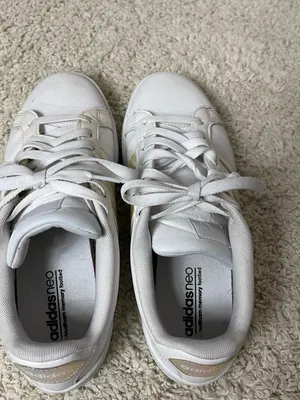 adidas White Cloudfoam Classic three striped sneakers thumbnail 9