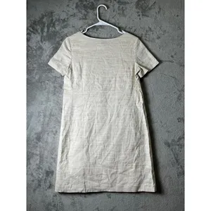 Theory Panel Shift Dress Sharkskin Crunch Linen Blend Short Sleeve Shift Dress S thumbnail 3