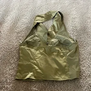 Eliza olive green satin halter top never worn thumbnail 4