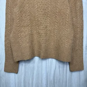 J. Crew Stretch Wool Cable Knit Crewneck Sweater Camel size M Medium BB408 thumbnail 6