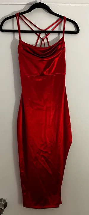 Windsor Red semi formal satin dress thumbnail 1