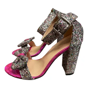 •Chunky Heel Sandals With A Strap, Bow With Fashionable Bright Red Butterfly thumbnail 2