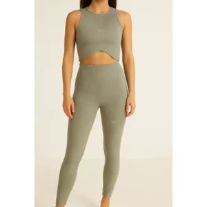 Set Active Sculptflex High Neck Angle Bra Leggings 2-piece Oat Milk Large thumbnail 15