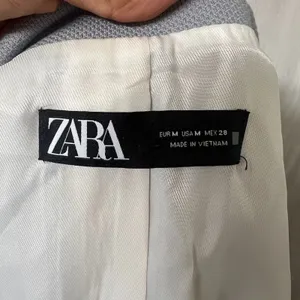 Zara Blazer Women Medium Blue Textured Double Breasted Military Button Formal thumbnail 4
