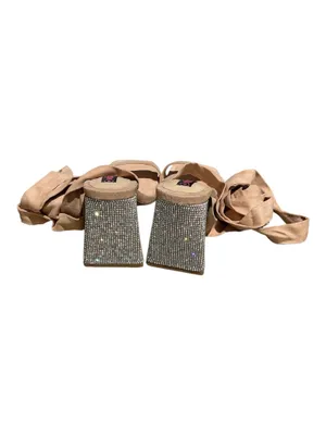 Wild Diva Suede Ankle Tie Wrap Sandals - Rhinestone Chunky Block Heel - NWT (No Tags) Size 8 thumbnail 3