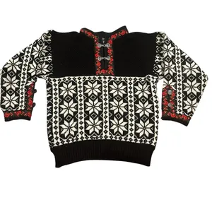 Dale Norway Nordic Pure New Wool Telemark Sweater Red Trim Metal Clasp M thumbnail 3