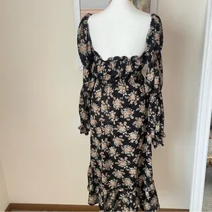 ASTR The Label Floral Cinched Long Sleeve Midi Peasant Dress Size XS thumbnail 5