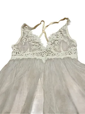 Victoria’s Secret babydoll dress white sheer embroidered size medium thumbnail 2