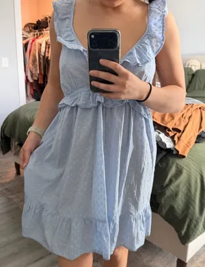 ASOS light blue plunge dress thumbnail 1