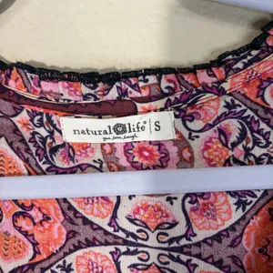 Natural Life Pink Red Floral Paisley Boho Tunic Dress Sz S Boho Cottagecore Cute thumbnail 4