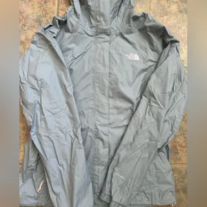 north face lightweight windbreaker with hood, size small, light pink & grey thumbnail 2