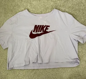 Purple Nike crop top, slightly tie-dyed thumbnail 1
