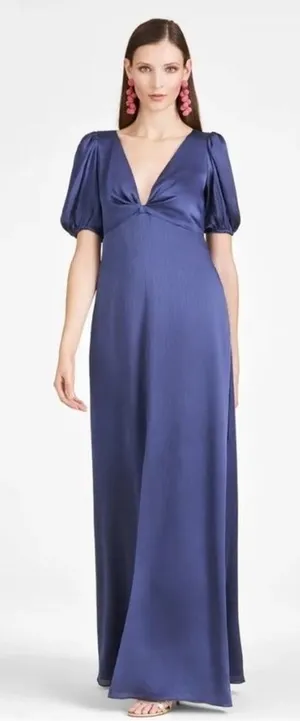 Sachin & Babi Cobalt Blue Alli Maxi Gown Short Sleeve V Neck A Line Size 0 NWT thumbnail 1