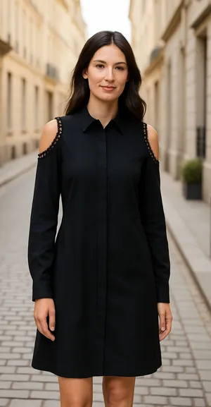 Elliatt Clarity Dress Cold Shoulder Button Up thumbnail 1