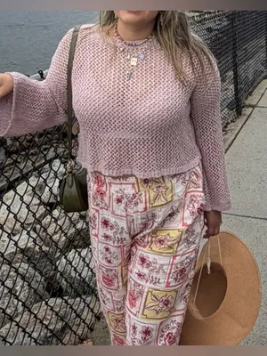 Pink Open-Knit Sweater thumbnail 2
