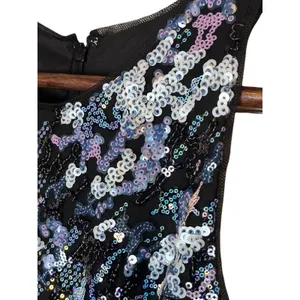 Aidan MATTOX Blue Sequin Beaded Cocktail Dress Size 2 thumbnail 5