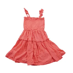 Aerie Medium Coral Pink Smocked Tiered Mini Dress Ruffle Straps Cotton‎ Blend thumbnail 8