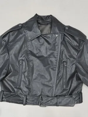 Zara Black Translucent Leather-Effect Bomber Varsity Jacket Size XS thumbnail 4