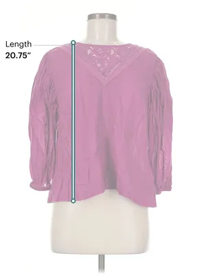 Farm Rio for Anthropologie Magenta Lace Puff Sleeve Blouse Top M Petite thumbnail 5