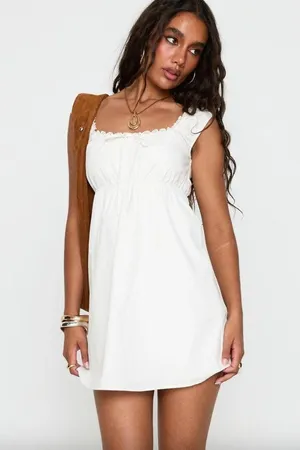 Princess Polly Gentle Love White Lace Trim Mini Dress 6 NWT thumbnail 2