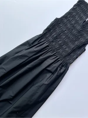 Madewell The Embroidered Melody Smocked Midi Dress Black thumbnail 7