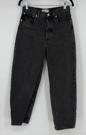 Madewell Balloon Jeans Womens 26 Black Lunar Wash High Rise Barrel Leg thumbnail 1