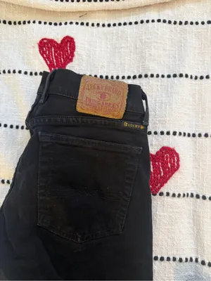 Y2K 2000s TRUE LOWRISE Lucky Brand Black Boot Cut Jeans with Gold-Tone Zipper thumbnail 5