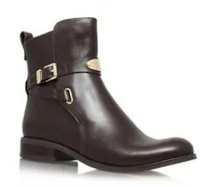 MICHAEL Michael Kors Arley Moto Buckled Ankle Boots Size 8 Dark Brown Leather thumbnail 1