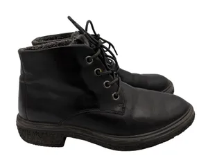 Ecco Crepetray Black Leather Faux Fur Lined Lace Up Ankle Boots EU 40 US 9-9.5 thumbnail 1