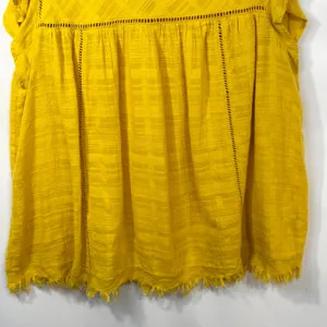 John Paul Richard Large Top Yellow Cap Sleeve‎ Blouse Raw Boho Boxy Gauzy 1684 thumbnail 6