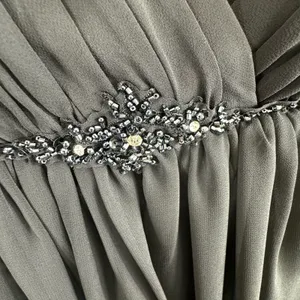 Vintage Bel Soie Black Strapless Beaded Empire Waist Floor Length Gown Size 8‎ thumbnail 4