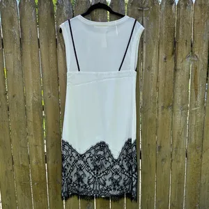 NWT Anthropologie Maeve Lace T-Shirt Dress Black White XS thumbnail 14