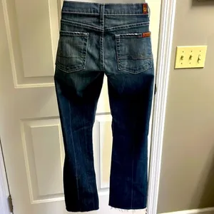 7 for all of Mankind Distressed and Frayed Boycut Button Fly Jeans- Size 27 thumbnail 5