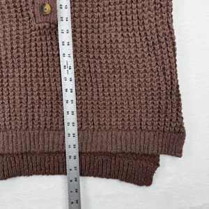 Free People Whistle Thermal‎ Henley Brownstone Combo Chunky knit Sweater Medium thumbnail 3