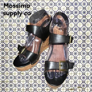 Mossimo supply co black straps and cork wedge heels! thumbnail 2