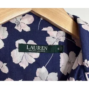 Lauren Ralph Lauren Womens Navy Floral Pajama Top‎ Sleep Shirt Monogram Small thumbnail 5