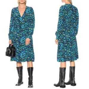 GANNI Azure Blue‎ Wrap Dress 34 thumbnail 3