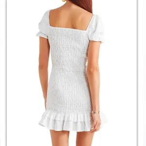 Faithfull The Brand Cette Mini Dress White Linen Puff Sleeve Smocked Size M/US 6 thumbnail 3