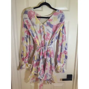 New! Endless Rose Tie-Dye Chiffon‎ Pleated Mini Dress, XS thumbnail 11